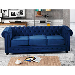 Vente-Unique Canapé 3 places CHESTERFIELD - Velours bleu roi 