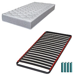 Ebac Matelas mousse + Sommier métal C39 90x200 Madere - Hauteur 24 cm - Soutien ferme 