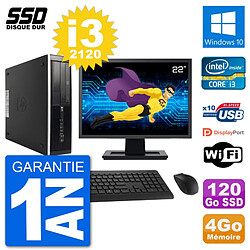 PC HP 8300 Elite SFF Ecran 22" Intel i3-2120 RAM 4Go SSD 120Go Windows 10 Wifi · Occasion 