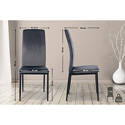 Decoshop26 Lot de 6 chaises de salle à manger design simple en tissu velours gris foncé cadre en métal noir CDS10283