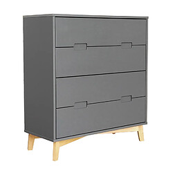 Pegane Commode / meuble de rangement de 4 tiroirs coloris Gris anthracite - longueur 80 x profondeur 35 x hauteur 89 cm 