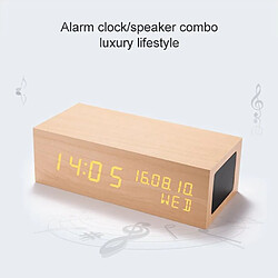 Acheter Yonis Enceinte Bluetooth Bois Horloge LED Alarme Qualité Sonore Supérieure USB