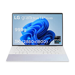 PC portable LG gram Style OLED 14Z90RS AA77 i7 16 1 14" Intel Core i7 1360P 16 Go RAM 1024 Go SSD Blanc Irisé 