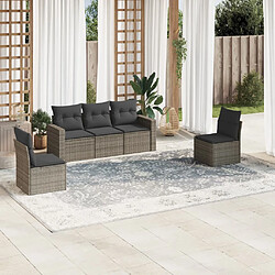 vidaXL Salon de jardin 5 pcs avec coussins gris résine tressée 