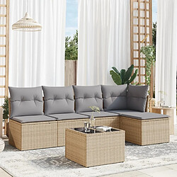 vidaXL Salon de jardin avec coussins 6 pcs beige résine tressée 