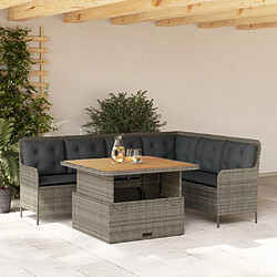 vidaXL Salon de jardin 2 pcs avec coussins Gris Résine tressée 