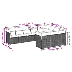 Avis vidaXL Salon de jardin 10 pcs avec coussins marron résine tressée