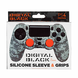 Blade Couverture en silicone pour contrôleur et poignées Sony Dualshock - Camouflage - Pixel Noir - PS4