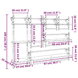 vidaXL Ensemble d'étagères murales barres 6 pcs noir bois d'ingénierie pas cher