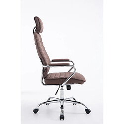 Avis Decoshop26 Fauteuil de bureau hauteur réglable pivotant mécanisme de bascule tissu marron et métal chromé 10_0002622