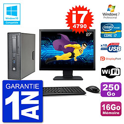 PC HP EliteDesk 800 G1 SFF Ecran 27" i7-4790 16Go 250Go Graveur DVD Wifi W7 - Occasion