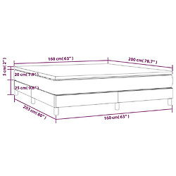 vidaXL Sommier à lattes de lit avec matelas Gris clair 160x200cm Tissu pas cher