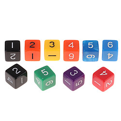 Dés à 6 faces pour le jeu de RPG Jeu de Table 10pcs dés à jouer en Acrylique dés différentes couleurs dés à 6 face 1-6 pour jeux de rôle Cadeau Enfants