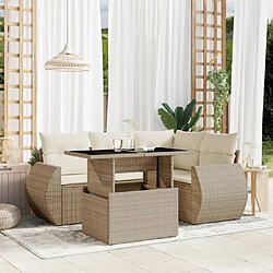 vidaXL Salon de jardin avec coussins 5 pcs beige résine tressée 