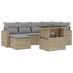 vidaXL Salon de jardin avec coussins 7 pcs beige résine tressée