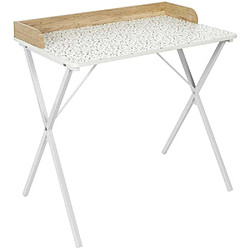 The Home Deco Factory Bureau en métal et MDF Terrazzo rose.