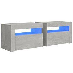 vidaXL Tables de chevet 2 pcs avec LED Gris béton 60x35x40 cm