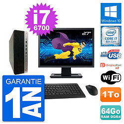 PC HP 600 G3 SFF Ecran 27" Intel i7-6700 RAM 64Go Disque Dur 1To Windows 10 Wifi · Occasion 