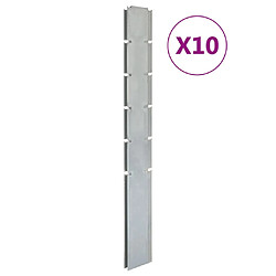 vidaXL Poteaux de clôture 10 pcs argenté 160 cm acier galvanisé 