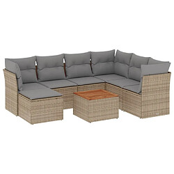 vidaXL Salon de jardin avec coussins 8pcs mélange beige résine tressée