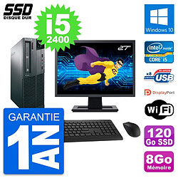 PC Lenovo M82 SFF Ecran 27" Intel Core i5-2400 RAM 8Go SSD 120Go Windows 10 Wifi · Occasion 