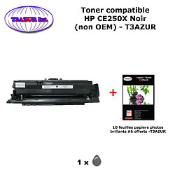 Toner générique HP CE250X , HP 504X pour HP CM3530 CP3525, CP3525dn Noir+10f papiers photos A6 -T3AZUR 