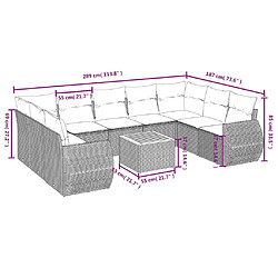 Avis vidaXL Salon de jardin 10 pcs avec coussins noir résine tressée