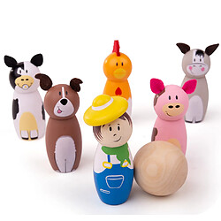 Avis Bigjigs Toys BIGJIGS Wooden Bowlingset Farm, 7dlg.