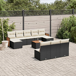 Maison Chic Salon de jardin 11 pcs avec coussins | Ensemble de Table et chaises | Mobilier d'Extérieur noir résine tressée -GKD46908