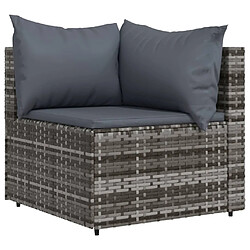 Avis vidaXL Salon de jardin 4 pcs avec coussins Gris Résine tressée