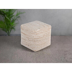 Vente-Unique Pouf carré en coton et jute coloris ivoire et naturel ALBORGA