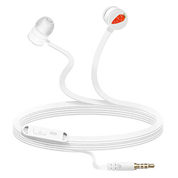 LinQ Écouteurs Jack 3.5mm Kit Main Libre Fruit + Bague Support incluse Blanc 