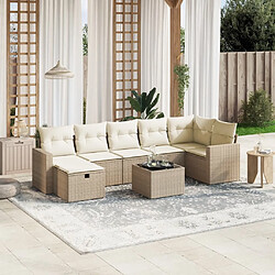 vidaXL Salon de jardin avec coussins 8 pcs beige résine tressée