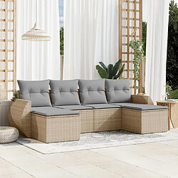 vidaXL Salon de jardin avec coussins 6 pcs beige résine tressée 