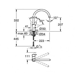 GROHE Robinet mitigeur mecanique evier Start Edge - Chrome