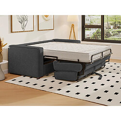 Vente-Unique Canapé 3 places convertible express en velours côtelé gris anthracite - Couchage 140 cm - Matelas 14 cm LORETO