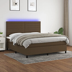 vidaXL Sommier à lattes de lit matelas et LED Marron foncé 160x200 cm 