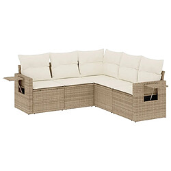 vidaXL Salon de jardin avec coussins 5 pcs beige résine tressée