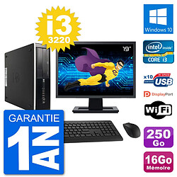 PC HP Compaq Pro 6300 SFF Ecran 19" Intel i3-3220 RAM 16Go 250Go Windows 10 Wifi - Occasion