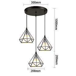 Avis Stoex Suspension Cage Forme Diamant Contemporain 20cm Corde Ajustable Luminaire Lustre en Fer Noir E27 Salle à Manger,Bar,Chambre