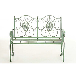 Decoshop26 Banc de jardin balcon terrasse style rustique largeur 116 cm en métal vert vieilli 10_0002927