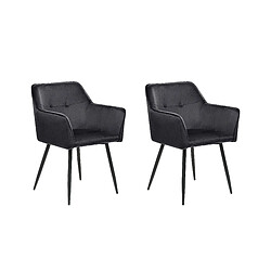 Beliani Chaise de salle à manger Set de 2 Velours Noir JASMIN