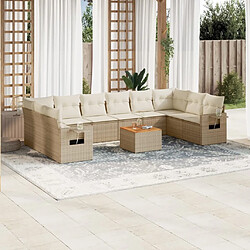 Maison Chic Salon de jardin 11 pcs avec coussins, Ensemble Tables et chaises d'extérieur beige résine tressée -GKD766685