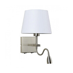 Luminaire Center Applique ronde de chevet Norte blanche Coloris : Nickel Coloris de l'abat jour : Blanc, rond Matèriau : Acier, tissu Hauteur en Cm : 29 Largeur en Cm : 23 IP : 20 Nombre d'ampoules : 2 Type