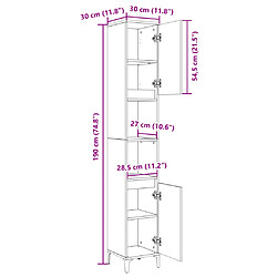 vidaXL Armoire salle de bain chêne sonoma 30x30x190 cm pas cher