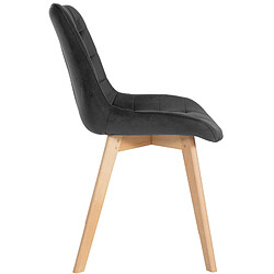 Avis Decoshop26 Lot de 2 chaises de salle à manger en tissu velours noir et pieds en bois clair 10_0001683