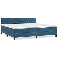 vidaXL Sommier à lattes de lit et matelas Bleu foncé 200x200cm Velours