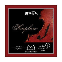 D'Addario Bowed Corde seule (Mi) pour violon D'Addario Kaplan Golden Spiral Solo, manche 4/4, tension Heavy