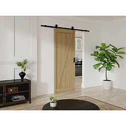 Vente-Unique Porte coulissante avec système en applique en bois et MDF - Naturel clair - H205 x L73 cm - BALERMA 