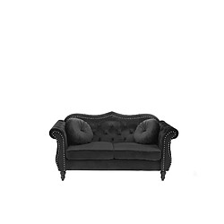 Beliani Canapé Chesterfield 2 places en velours noir SKIEN